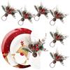 JWTRSVTY 6 PCS Portatovaglioli Pigne Di Natale, Fibbia Tovagliolo Di Natale, Portatovaglioli Di Natale Bacche Rosse e Pigne, Anello Portatovagliolo Forma Di Pigna, per Decorazione Tavola Festa Natale