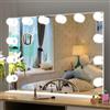 WONSTART Specchio per trucco con luci Bianco, Specchio per trucco con luci LED Hollywood Mirror Make up 72x54cm