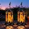 Akynite Lanterne Solari Effetto Fiamma per Giardino Esterno, Lanterne da Giardino da Energia Solare e Batteria, Impermeabili IP65 Luce LED Solare da Esterno Fiamma per Terrazza Cortile, 2 Pezzi