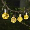 GIGALUMI Confezione da 4 luci solari per esterni, luci a sospensione per decorazione natalizia, luci solari in vetro incrinato, impermeabili, per giardino, cortile, recinzione, albero (bianco caldo)