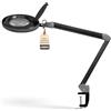 Lumeno lampada d'ingrandimento LED dimmerabile 8513SW con grande lente in vero vetro da 152 mm, adatta come lampada da lavoro, ausilio alla lettura, 3 diottrie nero