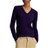 Polo Ralph Lauren Maglione a V a trecce in lana e cashmere viola mezzanotte