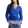 Polo Ralph Lauren Maglione a V a trecce in lana e cashmere blu royal