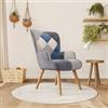 DEGHI Poltrona scandinava in tessuto patchwork multicolor blu con schienale alto - Copenaghen