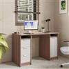 DEGHI Scrivania 120x50 cm legno bianco e rovere con 1 anta e 3 cassetti - Aubin