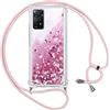 Vauki Cover Glitter per Xiaomi Redmi Note 11 Pro con Cordino,Custodia Brillantini Liquido Quicksand, Trasparente Bling Sabbie Donna Morbido Silicone Antiurto Protettivo Case per Redmi Note 11 Pro