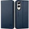 SHIELDON Cover per Galaxy S25 Edge 6.7, Custodia a Portafoglio in Vera Pelle [Blocco RFID] [Antiurto] Genuine Leather Wallet Case Compatibile con Galaxy S25E 5G 2025 - Nappa Blu Navy