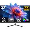 Gawfolk Monitor 32 Pollici 4K 60 Hz PC Schermo Senza Cornice per Computer (3840 × 2160p)Tecnologia Eye Care, Supporta VESA, HDMI, DP