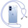Pnakqil Cover per iPhone 17 con Cordino, Trasparente Custodia con Laccio Tracolla Cellulare Girocollo Collana Protettiva per iPhone 17 6,3, Viola