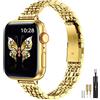 MioHHR Fascia sottile compatibile con il braccialetto Apple Watch 42 mm 44 mm 45 mm, sottile fascia a catena in metallo in acciaio inox per iWatch Bands da donna Serie 8 7 6 5 4 3 2 1 SE, oro