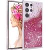 EAZY CASE Custodia glitterata compatibile con Galaxy S23 Ultra cover per telefono in silicone leggera lucida e antiurto protezione dalle cadute in Rosa