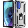 BestST Cover per Motorola Moto G51 5G,+ Vetro Temperato, Custodia per Motorola Moto G51 5G Cover a 360°Girevole Ring Hybrid Armor Bumper TPU Case Protettiva Shell,Argento