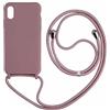 PuYu Zhe Cover con Cordino compatibile con iPhone XR,Cellulare Girocollo Custodia con Corda Silicone Case TPU Bumper Regolabile Necklace laccio Shell-Rosa sabbia