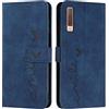 EATCYE Cover per Samsung Galaxy A7 2018 / A750, Flip Libro Libretto Custodia in Pelle PU per Samsung Galaxy A7 2018 / A750 [Protezione Completa] [Slot per Scheda] [Funzione di Supporto] (Blu)