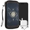 kwmobile Custodia in neoprene con zip per smartphone XL - 6,7/6,8 - Astuccio portacellulare a sacchetto con cerniera - Borsa verticale - Sole Tarocchi blu scuro/giallo/nero