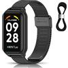 ToVioc Metallo Cinturino per Xiaomi Redmi Smart Band 2/Smart Band 8 Active | Cinturini in Acciaio Inossidabile da Adatto per Xiaomi Redmi Smart Band 2 / Smart Band 8 Active - Nero