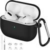 AXFEE Cover Compatibile con AirPods Pro2/1 2022 Custodia- Nero | con Kit di Pulizia e Moschettone, Case Protettiva Antiurto in Silicone Morbido per Apple AirPods Pro2/1 Generazione Custodia