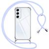 Pnakqil Cover per Samsung Galaxy A55 con Cordino, Trasparente Custodia con Laccio Tracolla Cellulare Girocollo Collana Protettiva per Samsung A55 6.6, Viola