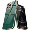 Teageo Compatibile per iPhone 12 Pro Max, Custodia per Cellulare Ragazze con Motivo a Cuore Carino Protezione per Fotocamera Elettrolitico Morbido Protettiva Cover per iPhone 12 Pro Max, Verde scuro
