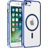 Coiwxmoi Custodia per iPhone 7/8/SE 2020/2022 Cover Compatibile con MagSafe, Custodia TPU Morbida Trasparente con Anello Magnetico, Anti-Impressioni Digitali Anti-Scivolo Anti-Urto Case, Blu