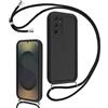 Coalbooliy Cover per Samsung Galaxy S25 Ultra 5G 6,8 con Cordino per Cellulare, Custodia Silicone con Regolabile Collana Sottile Morbida Case Protezione della fotocamera Antiurto con Necklace, Nero