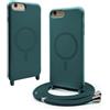 BGHHEU Magnetica Cover per iPhone SE 2020 / iPhone 8 con Cordino,[Compatible con Magsafe],Custodia Silicone con Regolabile Collana Sottile Morbida Case,Verde scuro