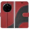 BoxTii Cover per Honor Magic7 PRO 5G, Custodia in PU Pelle Portafoglio, Magnetica Flip Cover a Libro con Slot per Schede per Honor Magic7 PRO 5G, Rosso