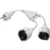 CERRXIAN Cavo di alimentazione splitter a Y UPS Schuko UPS da 1 piede, IEC 320 CEE 7/7 maschio a 2X CEE 7/3 Cavo di prolunga adattatore Schuko femmina Europa (Bianco-I)