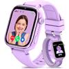 SWGOTA 4G Smartwatch Bambini con GPS e Telefono, Orologio Smartwatch Bambini con Videochiamate, Messaggi, modalità Scuola, SOS, Impermeabile IP68, Contapassi - Regalo per Ragazzi e Ragazze (Viola)