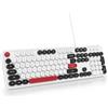 SbocKeeb Tastiera Retrò Macchina da Scrivere, Tastiera Membrana pc con Filo Cablata USB， Fullsize con Tasti Rotondi Mobili, Americana QWERTY per Laptop, Ufficio, PC, Desktop, Windows