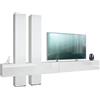 Vladon Parete attrezzata Moja - Bianco opaco & Bianco/bianco opaco - Parete attrezzata moderna per il soggiorno (LxHxP) 330 x 204 x 39 cm