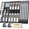 STAGEEK Set di 21 matite meccaniche in metallo, matite artistiche da 0,3, 0,5, 0,7, 0,9, 2 mm (colore HB 2H 2B 4B) con 10 tubi, mine in grafite con custodia per disegnare, disegnare e fare schizzi