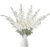 IPOPU 6 fiori artificiali Delphinium di larkspur bianchi, 85,1 cm, fiori finti in seta con steli, aspetto reale, decorazione per casa, giardino, matrimonio (bianco)