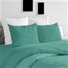 Ruggeri Set Lenzuola Completo Copripiumino Matrimoniale, Cotone, Verde | 1 sacco copripiumino 250x200 cm risvolto 40 cm 1 lenzuolo angoli 170x200 cm alto 25 cm 2 federe 50x80 cm chiusura sacco 20cm