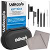 Udivita Kit Pulizia Apparecchi Acustici 9in1 Uditools - Custodia Tascabile - Set Accessori con Spazzole Scovolino Filo Ultra-Slim e Magnete Estrai-Batterie - Compatibile con Protesi BTE RIC ITE Auricolari