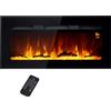 HOMCOM Camino Elettrico 1800W Regolabile con Telecomando, in Acciaio e Vetro Temperato, 91.4x15.8x45 cm, Nero