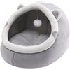 Generico Cuccia Animali - Cuccia Chiusa Per Animali Domestici Per Tutte Le Stagioni - Grotta Per Gatti Con Cuscino Interno Rimovibile E Giocattolo Sospeso Ideale Per Gatti, Cuccioli