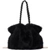 Fecialy Borsa a tracolla da donna in pelliccia sintetica, Beige