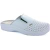 Medical Comfort 701 Ciabatte sanitarie Anatomiche Uomo in Vera Pelle con Elastico Blu e Bianche Antiscivolo.