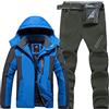 Yytcsjz Pantaloni da sci da uomo, Moda Mens Plus Size Peluche e Thicken Hooded Ski Coat Pantaloni Ski Suit, Sport all'aperto 2 pezzi Set, per lo sci e le attività all'aperto invernali (Color : A blue, Size