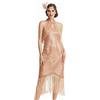 BABEYOND Abito Anni '20 Flapper Lungo con Frange Gatsby Vintage Art Deco Oro Rosa