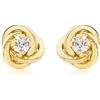 Carissima Orecchini a lobo con zircone 3 mm e nodo 7 mm da donna in oro giallo 9 ct