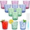 Sinofort 12 Pezzi 270ml Set Bicchieri Acqua, Riutilizzabile Bicchieri Acqua Vetro Colorati, Impilabili Acrilico Plastica Tazze, per il campeggio, casa, ristoranti, feste, barbecue (3 Colori)