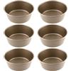 PINGEUI Confezione da 6 stampi rotondi in acciaio al carbonio per friggitrice ad aria, 11,4 cm, stampi rotondi per torte, mini teglie da forno per muffin, budini, pane