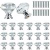 Roellgs 20 pezzi 30 mm cristallo trasparente diamante maniglia porta maniglia con viti, alta qualità luce lusso maniglia armadio armadio cassetto maniglia singolo foro maniglia decorazione casa