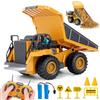 Cheffery Camion Ribaltabile Telecomandato, 2.4GHz Veicolo da Costruzione RC per Bambini, 9 Canali Camion Radiocomandato con Luci e Suoni, Camion Telecomandato per Ragazzi e Ragazze dai 3 anni