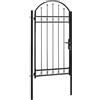 vidaXL Cancello per Recinzione ad Arco Entrata per Staccionate Punto di Ingresso Porta Cancellata per Inferriate Porta in Acciaio 100x250 cm Nero