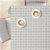 KP HOME Tovaglia Plastificata Quadrata 140x140 cm - Tovaglia PVC con Tocco Morbido ed Effetto Lino da Esterno Beige Cerata, Lavabile e Facile da Pulire, Impermeabile, Griglia a Quadri Grigia