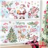 decalmile Vetrofanie Natale per Finestre Pupazzo di Neve Rosa Babbo Natale Adesivi per Finestra Renna Albero di Natale Adesivi Vetro Natale Riutilizzabile Statico Decorazione Vetrine Natalizia