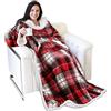 Catalonia Classy Accogliente coperta plaid con maniche e tasche, coperta TV double-face coperta in micropile sherpa calda, regalo per adulti donne uomini 185cm x 140cm